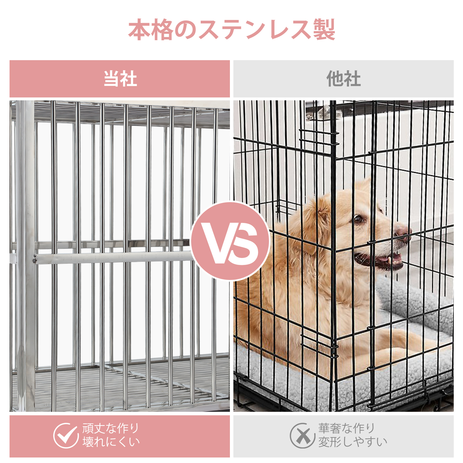 GarveeLife 犬ゲージ 中型犬 屋根付き 大型犬ケージ 折りたたみ 頑丈 スチール製 ペットサークル ペットケージ - 画像 (4)
