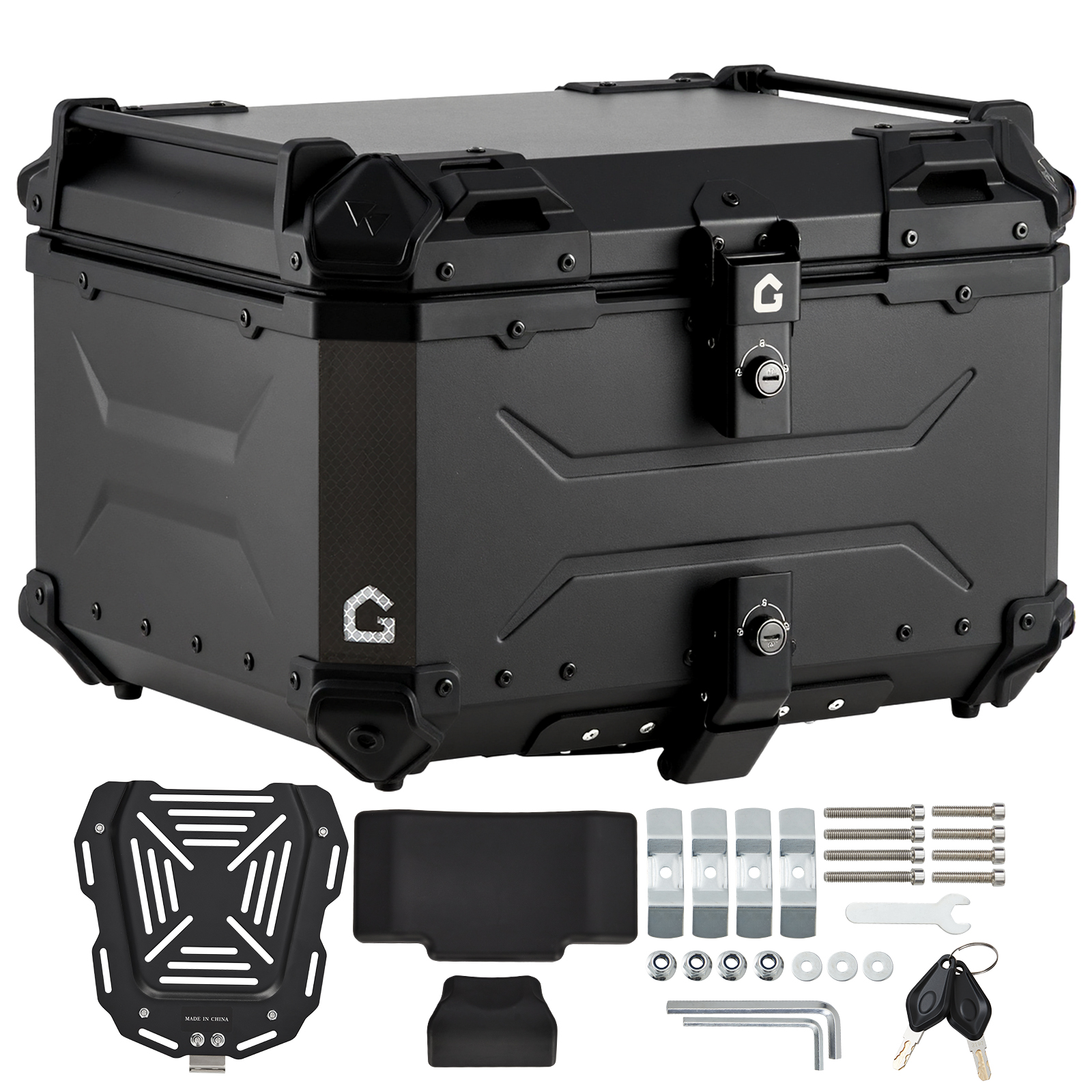 リアボックス バイク リア ボックス 大容量 45L 55L 65L 大型 アルミ 防水 トップケース ベース付き - 画像 (2)