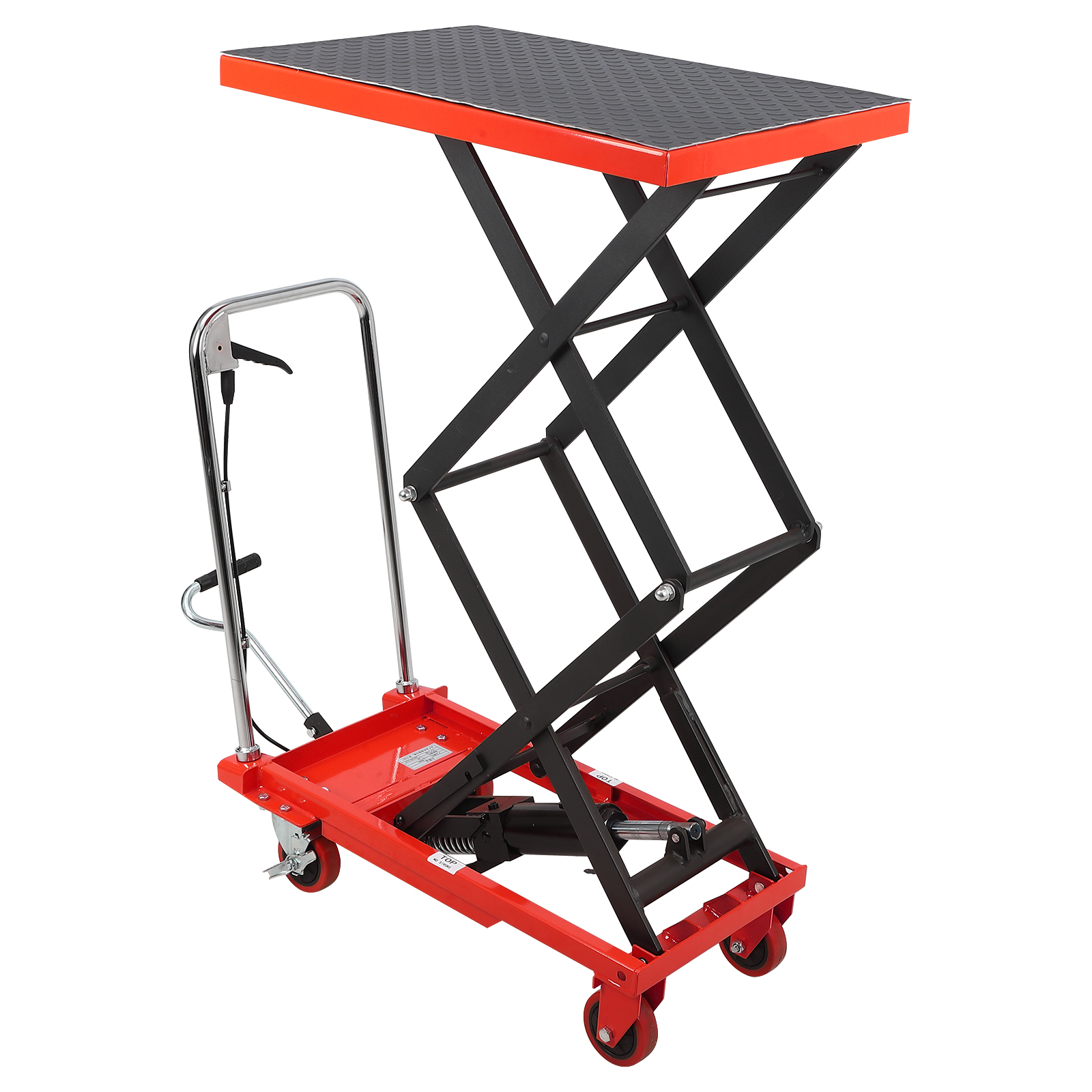 GarveeLife 油圧式昇降台車 耐荷重約150kg 高揚程型 27cm-126cm 油圧リフトテーブル リフトカート ハンドリフター 昇降台車 ゴムシート付