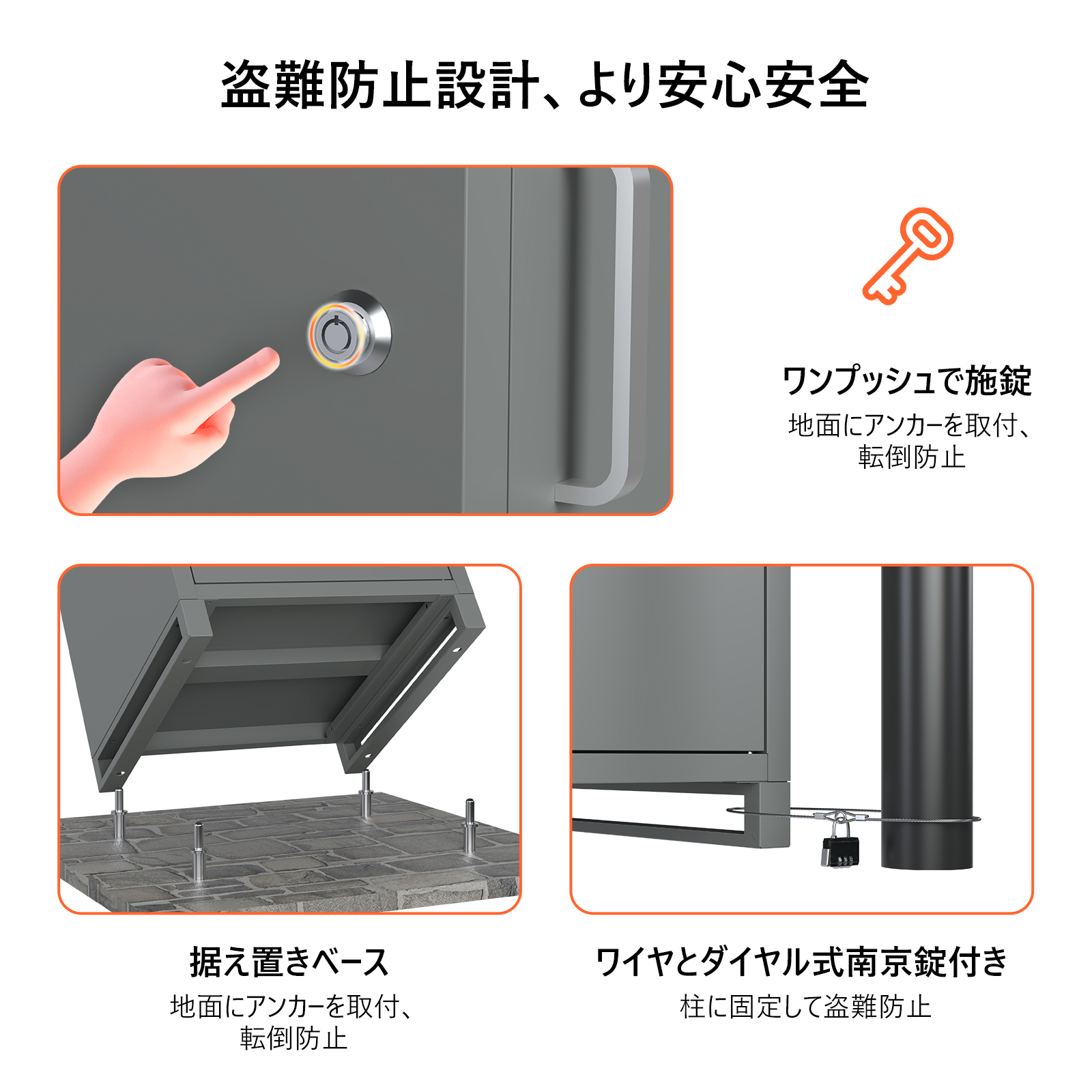 GarveeLife 宅配ボックス ポスト 一体型 置き配 複数投函可能 置き型ポスト 大容量 郵便ポス 置き配ボックス 配達ボックス メールボックス 簡単設置 - 画像 (4)