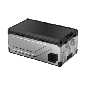 車載冷蔵庫M コンプレッサー式 -20℃～20℃ 急速冷凍 4Way電源対応  バッテリー内蔵可能 2室独立温度制御 大容量 DC12V/24V AC100V 低電圧保護 静音 車載家庭両用 庫内灯付 車中泊 アウトドア