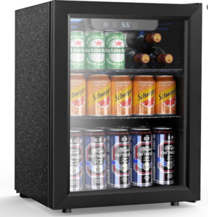 ドリンク用冷蔵庫 コンプレッサー式 90L 温度設定0℃-16℃ 静音 タッチ式操作パネル搭載 庫内灯付き 左右開きドア付き 省エネ 一人暮らし 透明ガラスドア おしゃれ 家庭用 寝室 寮 ホテル