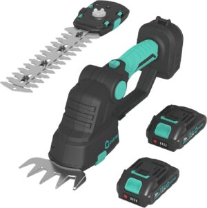 GarveeLife 芝生バリカン ヘッジトリマー 充電式 コードレス 1台2役 芝刈り機 バッテリー2個付