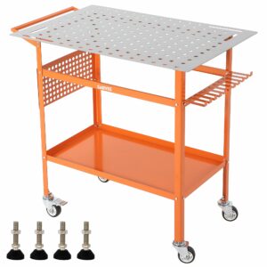 GarveeLife 溶接テーブル キャスター付き W91*D61cm 作業台 ウェルディングテーブル 溶接台 ワークテーブル 作業場 DIY 大工