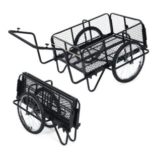 GarveeLife リヤカー 折りたたみ 二輪車 スチール製 収穫台車 耐荷重150kg