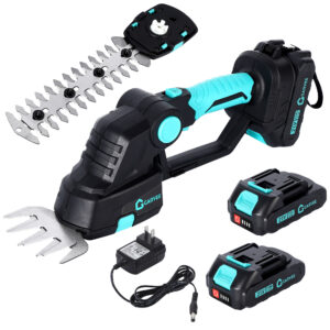 GarveeLife バッテリー2個付き 2in1 ヘッジトリマー 充電式 草刈り機 芝刈り機 芝生バリカン コードレス 剪定バリカン 電動
