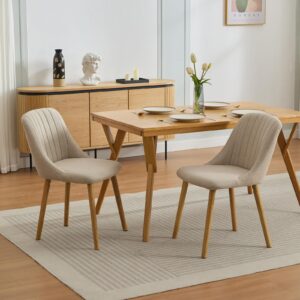 GarveeLife 2脚セット ダイニングチェア 木製 おしゃれ シンプル ファブリック ダイニングチェアー